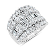 14K White Gold Lab Grown Diamond 4 Ct.Tw. Round and Baguette Fashion Ring