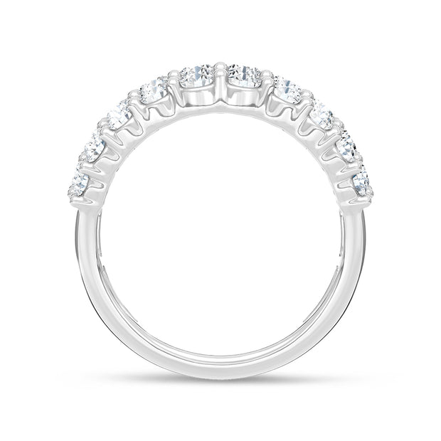 14K White Gold Lab Grown Diamond 4 Ct.Tw. Round and Baguette Fashion Ring