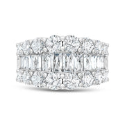 14K White Gold Lab Grown Diamond 4 Ct.Tw. Round and Baguette Fashion Ring