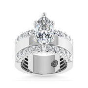 14K White Gold 3 1/2 Ct.Tw. Lab Grown Diamond Marquise Shape Engagement Ring (IGI Certified Center 2ct)