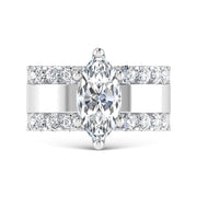 14K White Gold 3 1/2 Ct.Tw. Lab Grown Diamond Marquise Shape Engagement Ring (IGI Certified Center 2ct)
