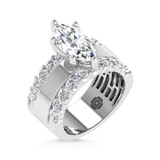 14K White Gold 3 1/2 Ct.Tw. Lab Grown Diamond Marquise Shape Engagement Ring (IGI Certified Center 2ct)