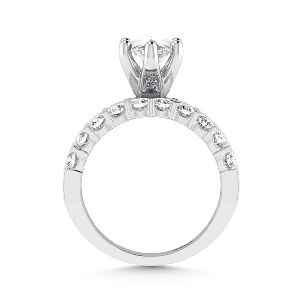 14K White Gold 3 1/2 Ct.Tw. Lab Grown Diamond Marquise Shape Engagement Ring (IGI Certified Center 2ct)