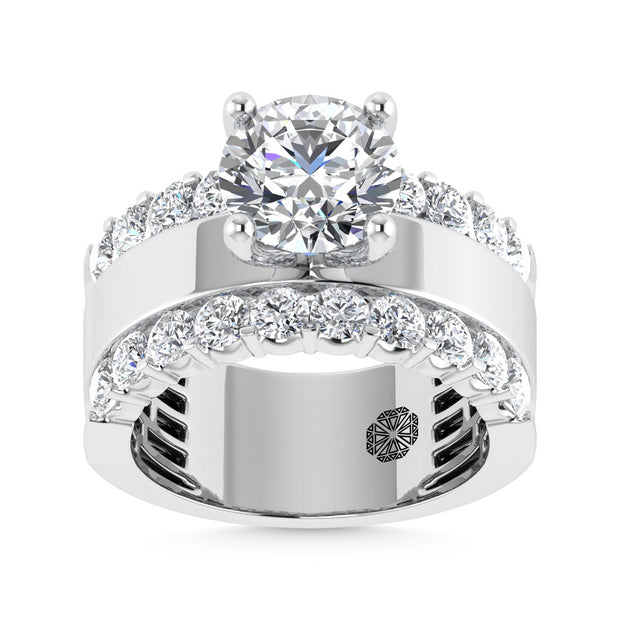 14K White Gold 3 1/2 Ct.Tw. Lab Grown Diamond Round Shape Engagement Ring (IGI Certified Center 2ct)