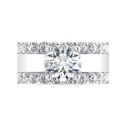 14K White Gold 3 1/2 Ct.Tw. Lab Grown Diamond Round Shape Engagement Ring (IGI Certified Center 2ct)