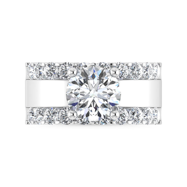 14K White Gold 3 1/2 Ct.Tw. Lab Grown Diamond Round Shape Engagement Ring (IGI Certified Center 2ct)