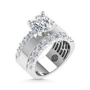 14K White Gold 3 1/2 Ct.Tw. Lab Grown Diamond Round Shape Engagement Ring (IGI Certified Center 2ct)
