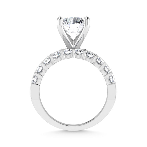 14K White Gold 3 1/2 Ct.Tw. Lab Grown Diamond Round Shape Engagement Ring (IGI Certified Center 2ct)