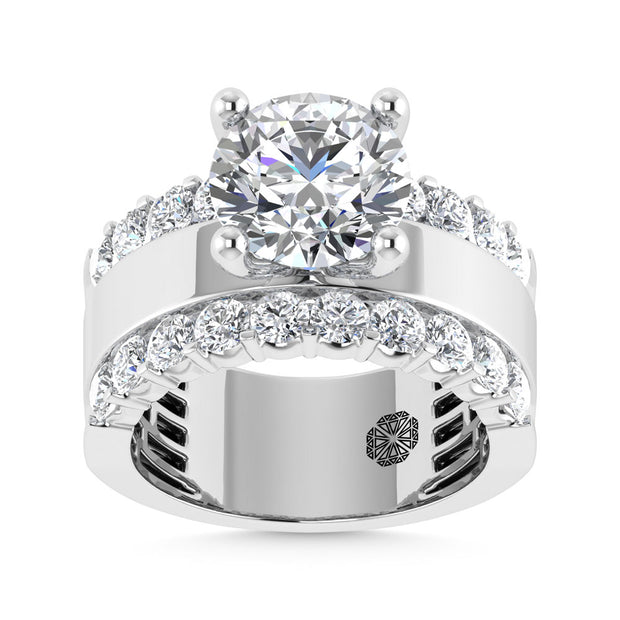14K White Gold 4 1/2 Ct.Tw. Lab Grown Diamond Round Shape Engagement Ring (IGI Certified Center 3ct)