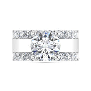 14K White Gold 4 1/2 Ct.Tw. Lab Grown Diamond Round Shape Engagement Ring (IGI Certified Center 3ct)