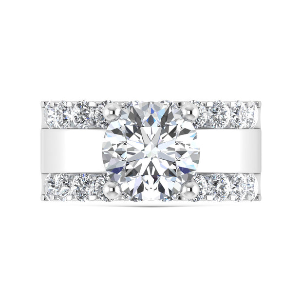 14K White Gold 4 1/2 Ct.Tw. Lab Grown Diamond Round Shape Engagement Ring (IGI Certified Center 3ct)