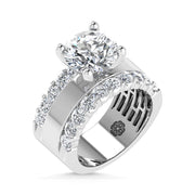 14K White Gold 4 1/2 Ct.Tw. Lab Grown Diamond Round Shape Engagement Ring (IGI Certified Center 3ct)