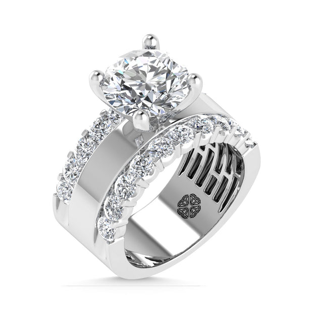 14K White Gold 4 1/2 Ct.Tw. Lab Grown Diamond Round Shape Engagement Ring (IGI Certified Center 3ct)