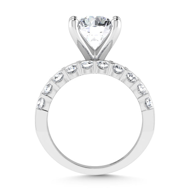 14K White Gold 4 1/2 Ct.Tw. Lab Grown Diamond Round Shape Engagement Ring (IGI Certified Center 3ct)