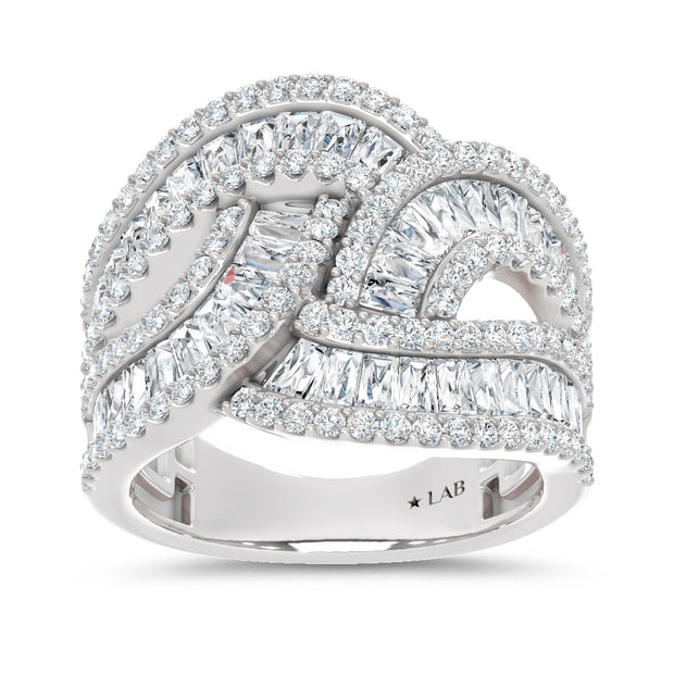 14K White Gold Lab Grown Diamond 2 3/8 Ct.Tw. Round and Tapper Fashion Ring