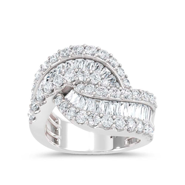 14K White Gold Lab Grown Diamond 2 3/4 Ct.Tw. Round and Baguette Fashion Ring