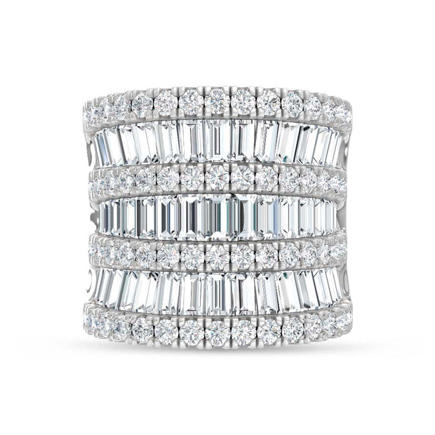 14K White Gold Lab Grown Diamond Round and Tapper 5 Ct.Tw. Fashion Ring