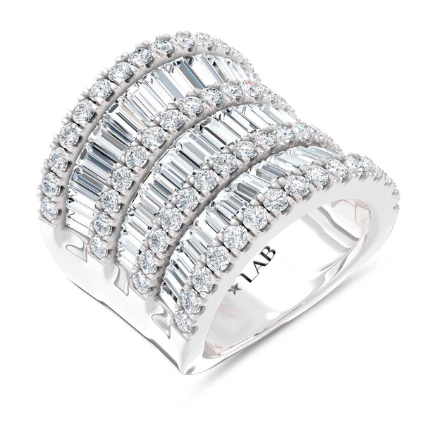 14K White Gold Lab Grown Diamond Round and Tapper 5 Ct.Tw. Fashion Ring