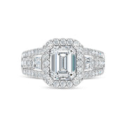 14K White Gold Lab Grown Diamond 3 Ct.Tw. Engagement Ring (Center 2ct Emerald)