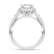 14K White Gold Lab Grown Diamond 3 Ct.Tw. Engagement Ring (Center 2ct Emerald)