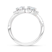 14K White Gold Lab Grown Diamond Round and Oval 1 1/2 Ct.Tw. Fashion Ring