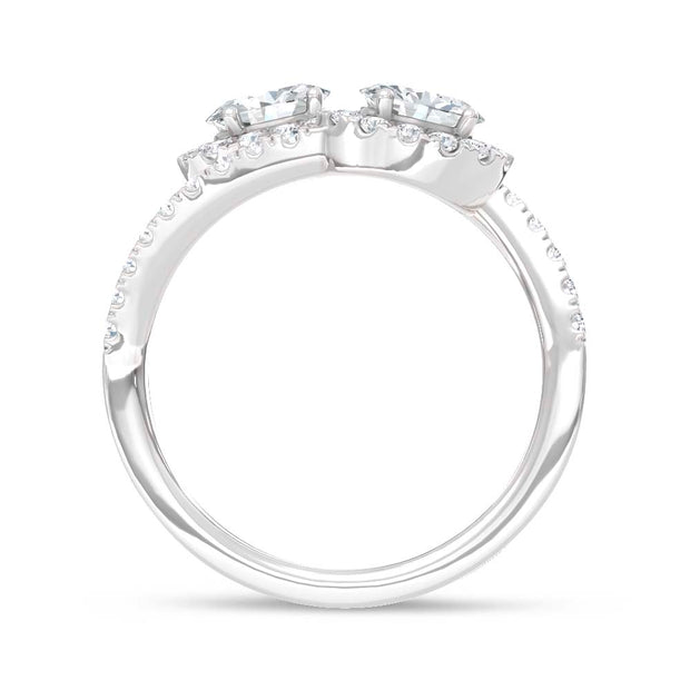 14K White Gold Lab Grown Diamond Round and Oval 1 1/2 Ct.Tw. Fashion Ring