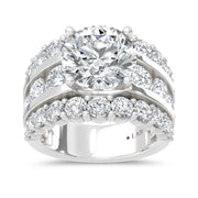 14K White Gold Lab Grown Diamond  9 Ct.Tw. Round Shape Engagement Ring (IGI Certified Center 5ct)