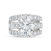 14K White Gold Lab Grown Diamond  9 Ct.Tw. Round Shape Engagement Ring (IGI Certified Center 5ct)