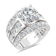 14K White Gold Lab Grown Diamond  9 Ct.Tw. Round Shape Engagement Ring (IGI Certified Center 5ct)