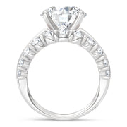 14K White Gold Lab Grown Diamond  9 Ct.Tw. Round Shape Engagement Ring (IGI Certified Center 5ct)