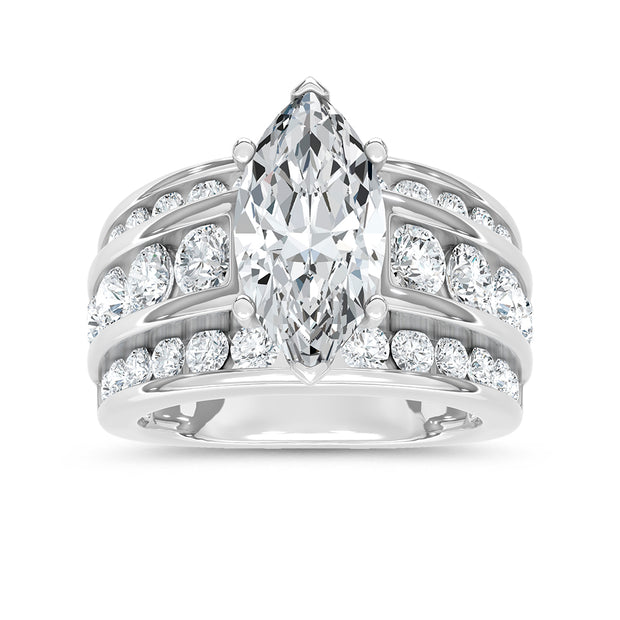 14K White Gold Lab Grown Diamond 5 1/2 Ct.Tw. Engagement Ring (IGI Certified Center 3ct)