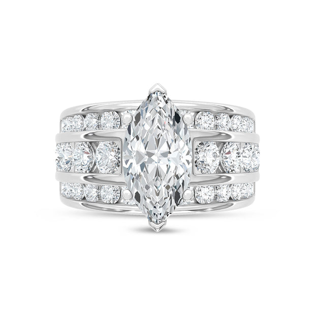 14K White Gold Lab Grown Diamond 5 1/2 Ct.Tw. Engagement Ring (IGI Certified Center 3ct)