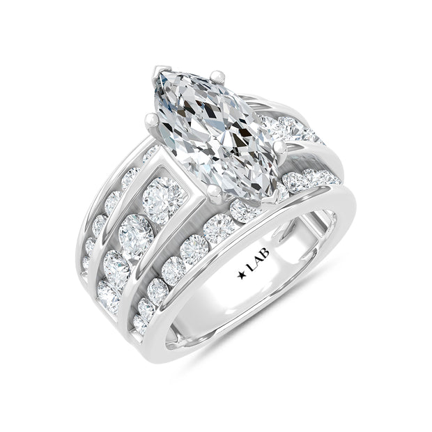 14K White Gold Lab Grown Diamond 5 1/2 Ct.Tw. Engagement Ring (IGI Certified Center 3ct)