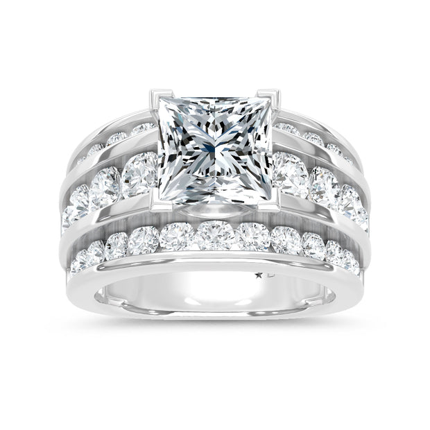 14K White Gold Lab Grown Diamond 5 1/2 Ct.Tw. Engagement Ring (IGI Certified Center 3ct)