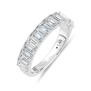 14K White Gold Lab Grown Diamond Emerald Cut Shape 3 Ct.Tw. Half Way Band