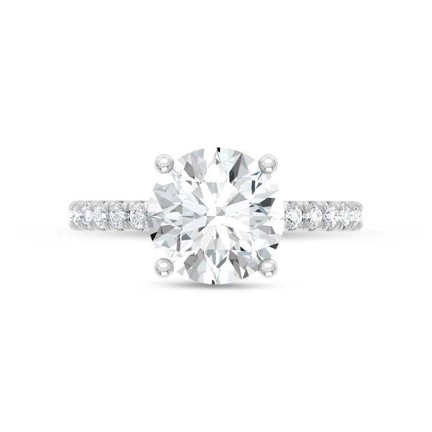 14K White Gold Lab Grown Diamond  2 3/8 Ct.Tw. Round Hidden Halo Engagement Ring (IGI Certified Center 2ct)