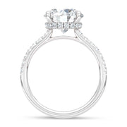 14K White Gold Lab Grown Diamond  2 3/8 Ct.Tw. Round Hidden Halo Engagement Ring (IGI Certified Center 2ct)