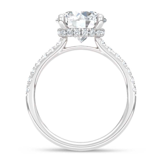 14K White Gold Lab Grown Diamond  2 3/8 Ct.Tw. Round Hidden Halo Engagement Ring (IGI Certified Center 2ct)
