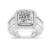 14K White Gold Lab Grown Diamond  3 Ct.Tw. Mens Fashion Ring (IGI Certified Center 2ct)