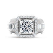 14K White Gold Lab Grown Diamond  3 Ct.Tw. Mens Fashion Ring (IGI Certified Center 2ct)