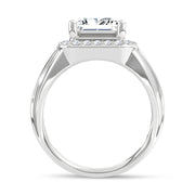 14K White Gold Lab Grown Diamond  3 Ct.Tw. Mens Fashion Ring (IGI Certified Center 2ct)