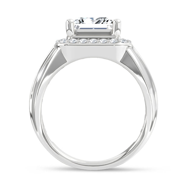 14K White Gold Lab Grown Diamond  3 Ct.Tw. Mens Fashion Ring (IGI Certified Center 2ct)