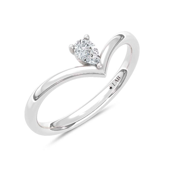 10K White Gold Lab Grown Diamond 1/6 Ct.Tw. Chevron Band