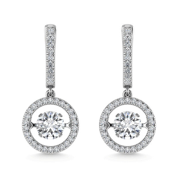 14K White Gold Lab Grown Diamond 1 Ct.Tw. Round Shape Shimmering Earrings (Center 1/3 ctw)