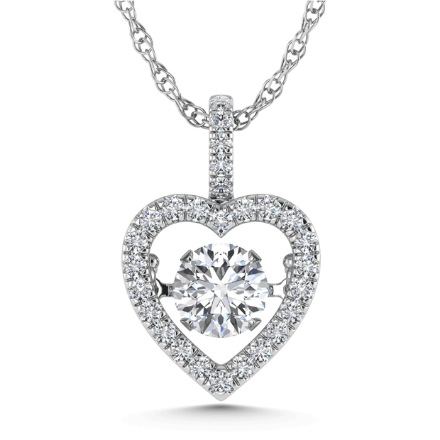 14K White Gold Lab Grown Diamond 5/8 Ct.Tw. Heart Shape Shimmering Pendant (Center 1/2 ctw)