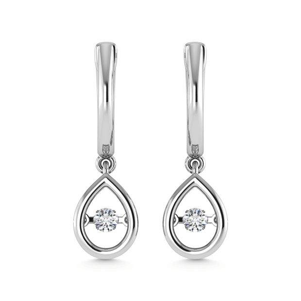 10K White Gold Lab Grown Diamond 1/6 Ct.Tw. Pear Shape Plain Halo Earrings