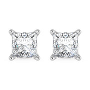 14K White Gold Lab Grown Diamond 1 Ct.Tw.  Starlab Certified VS F+ Princess Stud Earrings (Available in 0.50ct to 1.50ct)