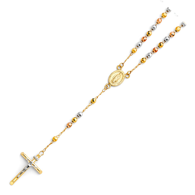 14K GOLD DISCO BALL ROSARY NECKLACE