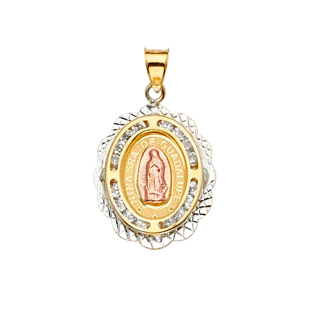 10K  Guadalupe Medal Pendant with chain