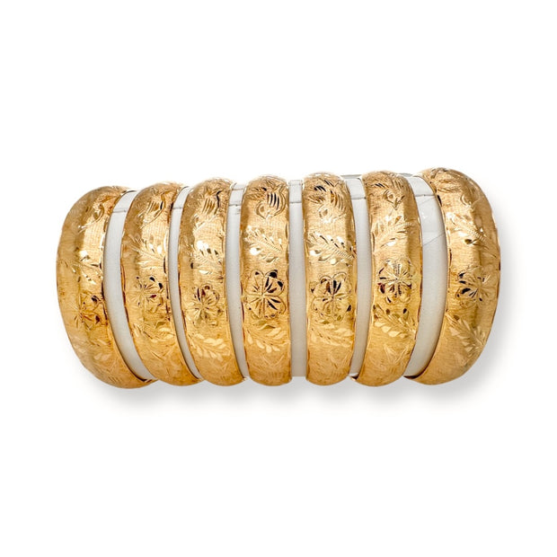 Seven Day Semanario 10K or 14K Solid Gold 3 mm Set of 7 Half Round Stacking Bangle  Bracelet - AH Jewelry Design
